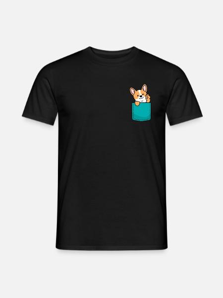 Welsh Corgi Hund in Brusttasche Hemdtasche - Männer T-Shirt - Schwarz