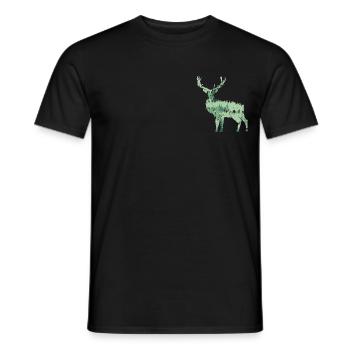 Animal design deer deer forest trees firs nature - Men's T-Shirt - black - Front - AI Model Male 178 light (178cm)