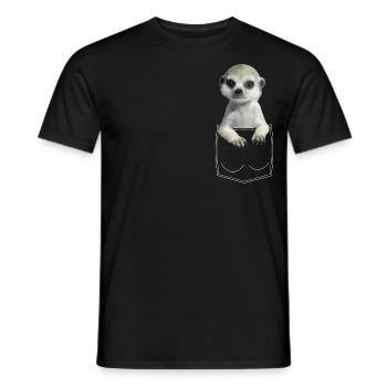 Erdmännchen Meerkat in Brusttasche Hemdtasche - Männer T-Shirt - Schwarz - Vorne - AI Model Male 178 light (178cm)