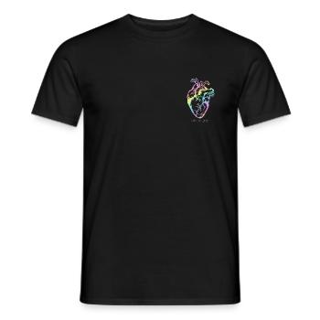 Coeur arc-en-ciel anatomique LGBT, l'amour c'est l'amour, la fierté - T-shirt homme - noir - Devant - AI Model Male 178 light (178cm)