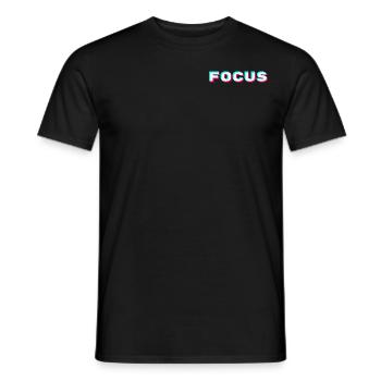 Fokus Typografie mit elektronischem Welleneffekt - Männer T-Shirt - Schwarz - Vorne - AI Model Male 178 light (178cm)