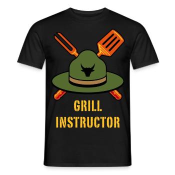 Grill Instructor (Grilling BBQ Barbecue Hat / NEG) - Men's T-Shirt - black - Front - AI Model Male 178 light (178cm)