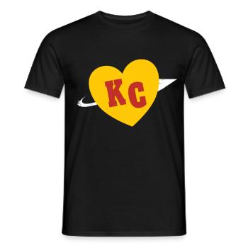 KC Red & Yellow Heart & Arrow KC Kansas City 2 Let - Men's T-Shirt - black - Front - AI Model Male 178 light (178cm)