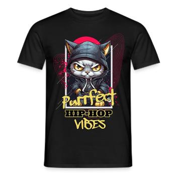 Cat Hip Hop Rap Rapper DJ Ghetto Crew Gangster - Men's T-Shirt - black - Front - AI Model Male 178 light (178cm)