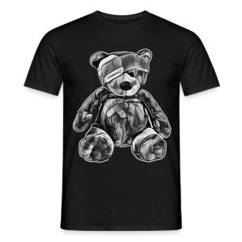 Spielzeug-Teddybär mit Augenklappe - Männer T-Shirt - Schwarz - Vorne - AI Model Male 178 light (178cm)