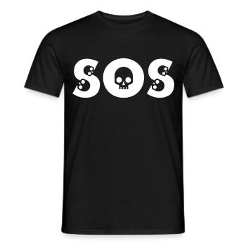 SOS Totenkopf Design mit Knochen Comic Stil - Männer T-Shirt - Schwarz - Vorne - AI Model Male 178 light (178cm)