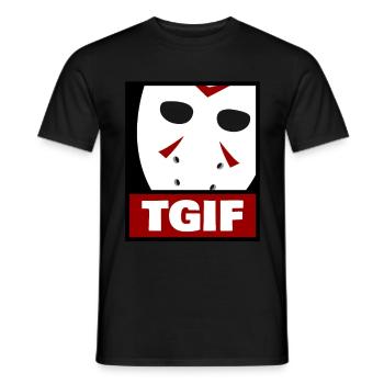 Masque d’horreur Dieu merci c’est vendredi - T-shirt homme - noir - Devant - AI Model Male 178 light (178cm)