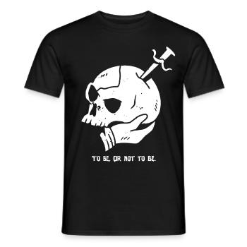Skull with Dagger and Hamlet Quote - Men's T-Shirt - black - Front - AI Model Male 178 light (178cm)