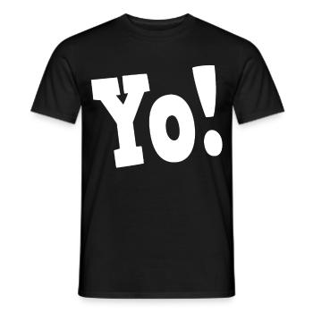 Yo Ausruf in fetter weißer Schrift - Männer T-Shirt - Schwarz - Vorne - AI Model Male 178 light (178cm)