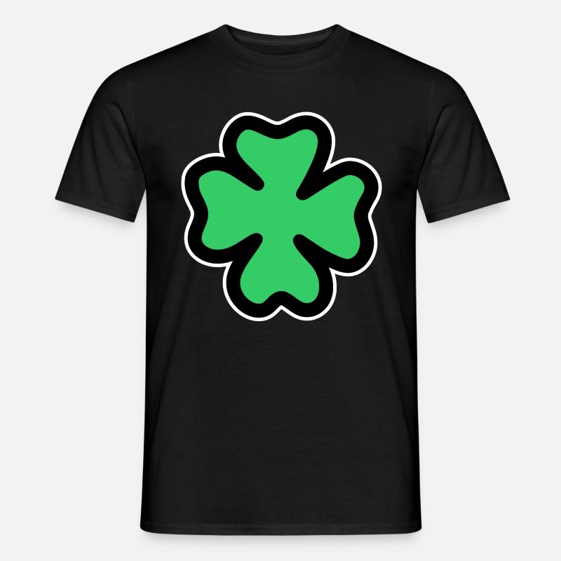 vierblättriges Kleeblatt - Männer T-Shirt - Schwarz