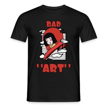 schlechte Kunst Katze Japan Geisha trashiges Chaos - Männer T-Shirt - Schwarz - Vorne - AI Model Male 178 light (178cm)