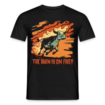 Speedrun, vache de ferme, la grange est en feu - T-shirt homme - noir - Devant - AI Model Male 178 light (178cm)