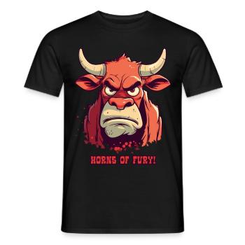 Hörner des Zorns: Bauernhof Bulle Kuh - Männer T-Shirt - Schwarz - Vorne - AI Model Male 178 light (178cm)