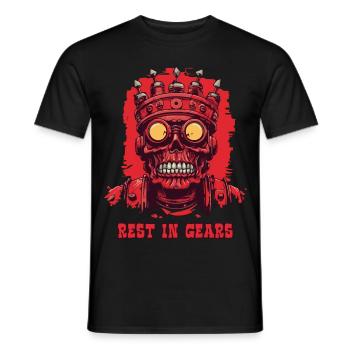 Rest in Gears – König der Mechanik - Männer T-Shirt - Schwarz - Vorne - AI Model Male 178 light (178cm)