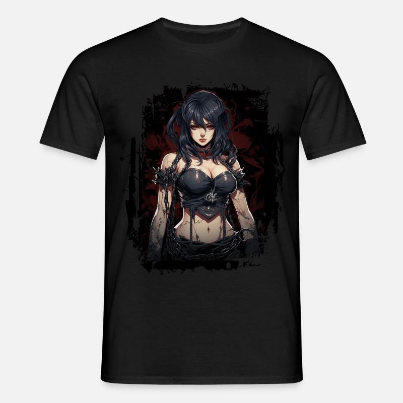 Fittes Gothic Mädchen - Männer T-Shirt - Schwarz