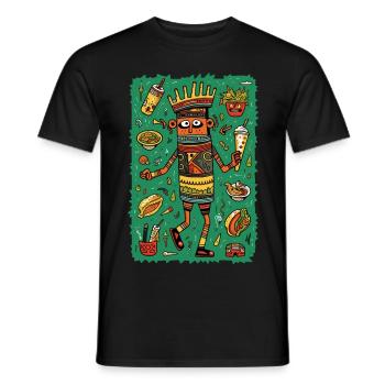Hiéroglyphes amusants : restauration rapide - T-shirt homme - noir - Devant - AI Model Male 178 light (178cm)