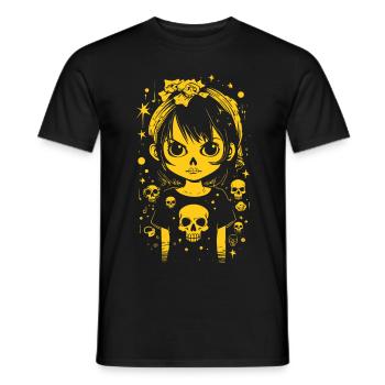 Mignonne fille d’anime en colère - T-shirt homme - noir - Devant - AI Model Male 178 light (178cm)