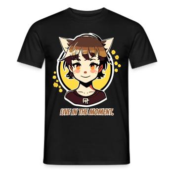 Lebe im Moment, Katzen-mädchen - Männer T-Shirt - Schwarz - Vorne - AI Model Male 178 light (178cm)