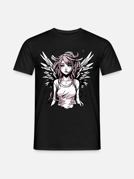 Modernes Engel Mädchen - Männer T-Shirt - Schwarz