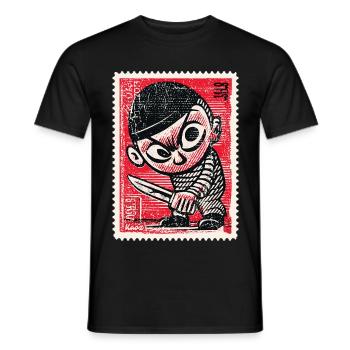 Bande dessinée gangster sur timbre-poste - T-shirt homme - noir - Devant - AI Model Male 178 light (178cm)