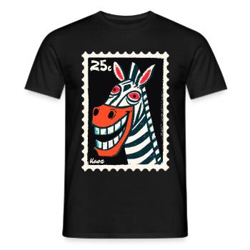 Grinning zebra in stamp look - Men's T-Shirt - black - Front - AI Model Male 178 light (178cm)
