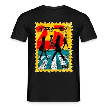 Passage piéton de Tokyo – Timbre-poste rétro - T-shirt homme - noir - Devant - AI Model Male 178 light (178cm)