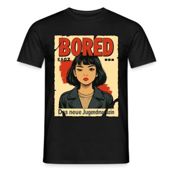 BORED: The new fake youth magazine - Men's T-Shirt - black - Front - AI Model Male 178 light (178cm)