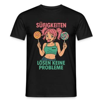 SÜßIGKEITEN LÖSEN KEINE PROBLEME - Männer T-Shirt - Schwarz - Vorne - AI Model Male 178 light (178cm)