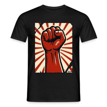 Red Fist – Power and Resistance - Men's T-Shirt - black - Front - AI Model Male 178 light (178cm)