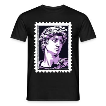 David from Florence Postage Stamp – Classic in Purple - Men's T-Shirt - black - Front - AI Model Male 178 light (178cm)
