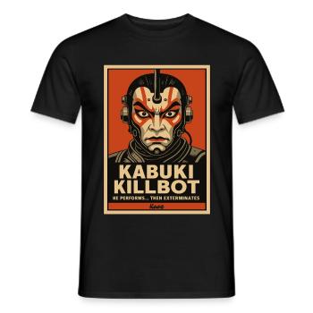 Kabuki Killbot – Theater trifft Sci-Fi - Männer T-Shirt - Schwarz - Vorne - AI Model Male 178 light (178cm)