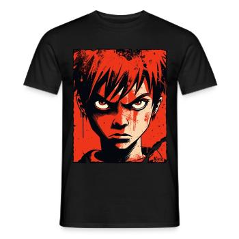 Wütender Junge im roten Comic-Stil - Männer T-Shirt - Schwarz - Vorne - AI Model Male 178 light (178cm)