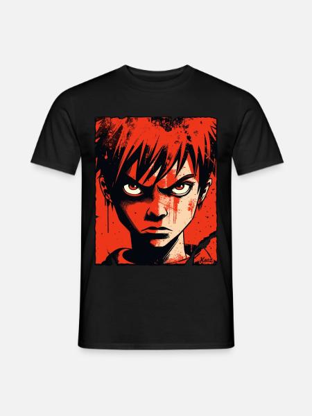 Wütender Junge im roten Comic-Stil - Männer T-Shirt - Schwarz