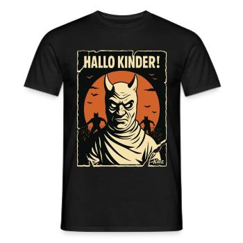 Hello kids! – Scary educator parody - Men's T-Shirt - black - Front - AI Model Male 178 light (178cm)