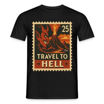 Devilish Journey to Hell as a stamp - Men's T-Shirt - black - Front - AI Model Male 178 light (178cm)