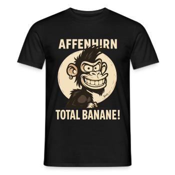 Monkey Brain – Total Banana Cartoon Monkey - Men's T-Shirt - black - Front - AI Model Male 178 light (178cm)