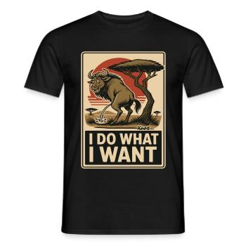 Gnu macht was es will – Revier markieren - Männer T-Shirt - Schwarz - Vorne - AI Model Male 178 light (178cm)