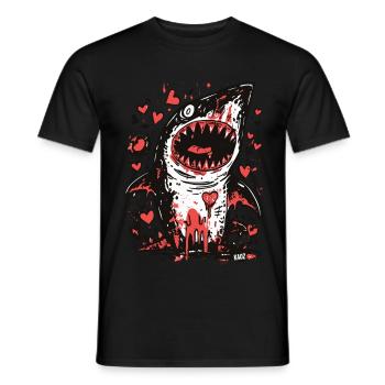 Requin en mal d’amour avec palpitations - T-shirt homme - noir - Devant - AI Model Male 178 light (178cm)