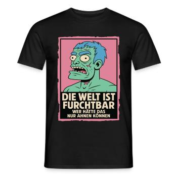 Die Welt ist furchtbar – Zombie Statement - Männer T-Shirt - Schwarz - Vorne - AI Model Male 178 light (178cm)