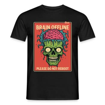Zombie mit offenem Gehirn ist Offline - Männer T-Shirt - Schwarz - Vorne - AI Model Male 178 light (178cm)
