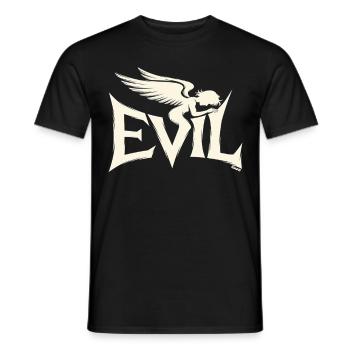 Lettrage maléfique avec ange noir - T-shirt homme - noir - Devant - AI Model Male 178 light (178cm)