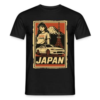 JDM Japan Retrodesign mit Auto und Mädchen - Männer T-Shirt - Schwarz - Vorne - AI Model Male 178 light (178cm)