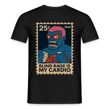 Comic Wrestler Saying Blind Rage Is My Cardio - Men's T-Shirt - black - Front - AI Model Male 178 light (178cm)