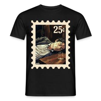 Homme dormant à côté d’un verre sur une table - T-shirt homme - noir - Devant - AI Model Male 178 light (178cm)