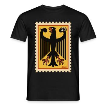 Graphic stamp with stylized eagle - Men's T-Shirt - black - Front - AI Model Male 178 light (178cm)