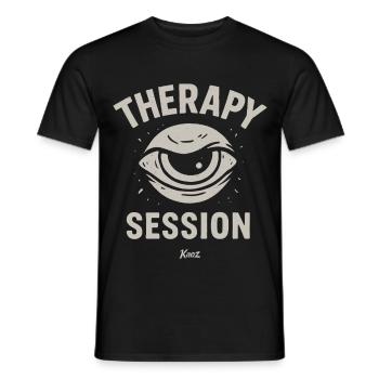 Cartoon Auge mit Schriftzug Therapie Session - Männer T-Shirt - Schwarz - Vorne - AI Model Male 178 light (178cm)