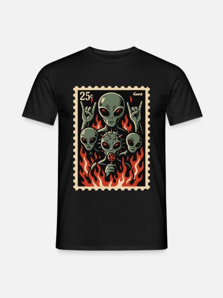 Aliens with mask and fire - Men's T-Shirt - black