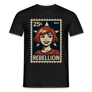 Girl rebel with star and freckles - Men's T-Shirt - black - Front - AI Model Male 178 light (178cm)
