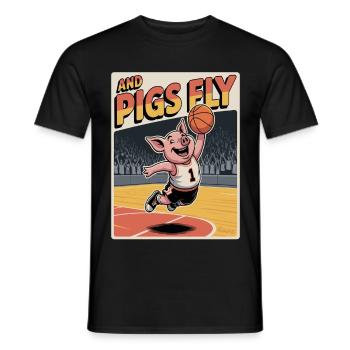 Fliegendes Schwein beim Basketball - Männer T-Shirt - Schwarz - Vorne - AI Model Male 178 light (178cm)
