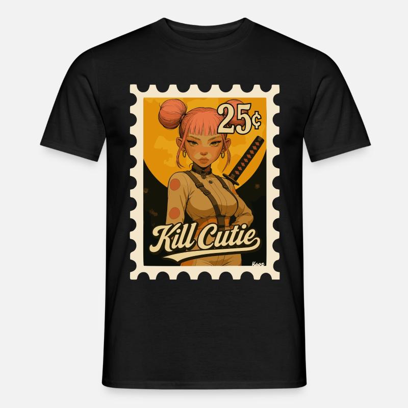 Mädchen mit Schwert im Comicstil - Männer T-Shirt - Schwarz